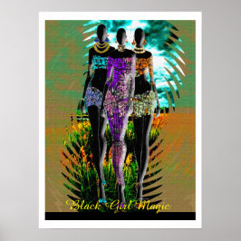 Black Girl Magic – Mixed Media Silhouette Mode Poster