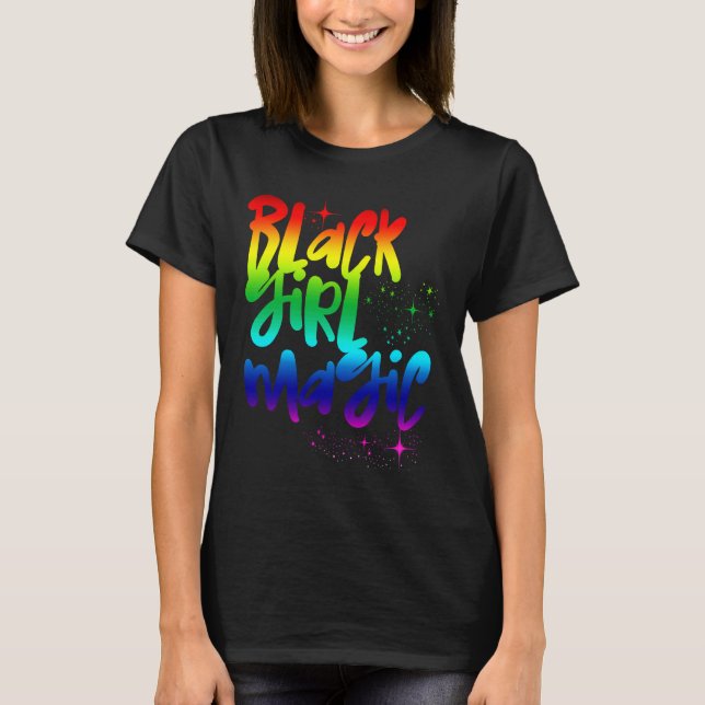 Black Girl Magic Retro Rainbow African Queen Melan T-Shirt (Vorderseite)