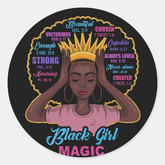 Black Girl Magic Runder Aufkleber (Vorderseite)