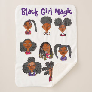 Black Girl Magic Sherpa Blanka Sherpadecke