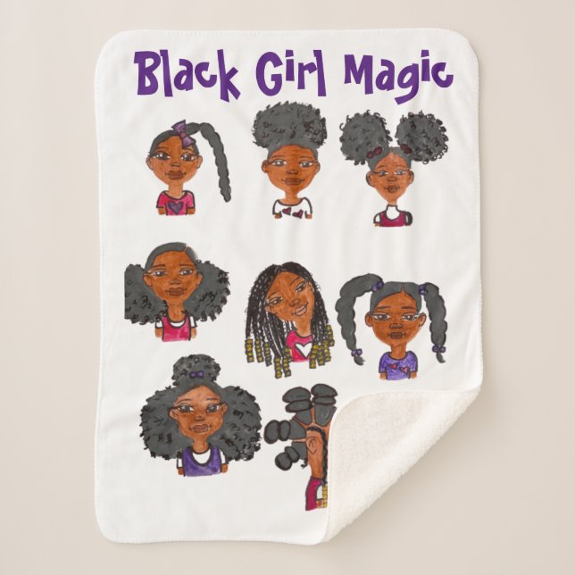 Black Girl Magic Sherpa Blanka Sherpadecke (Vorderseite)