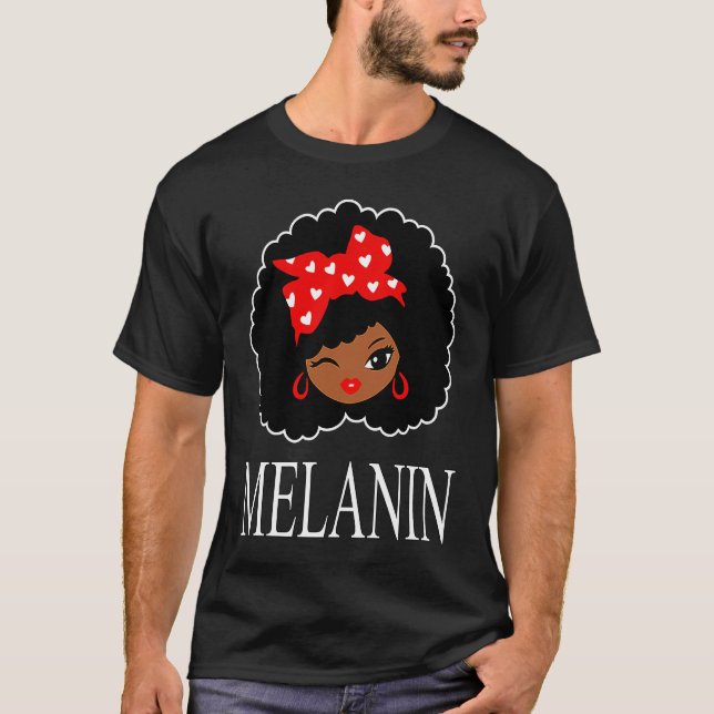 Black Girl Magic Winking Eye Afro Lips Black Queen T-Shirt (Vorderseite)