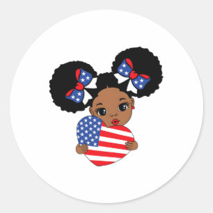 Black Girl Melanin Afro American Flag Herz 4. Runder Aufkleber