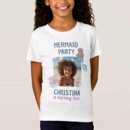 Black Girl Mermaid Birthday Party Custom Foto T-Shirt