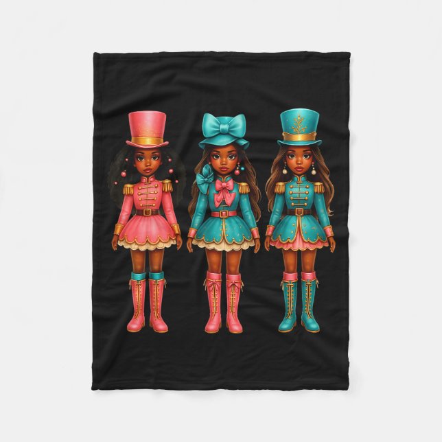 Black Girl Nutcracker Christmas Nk Nutcracker Xmas Fleecedecke (Vorderseite)