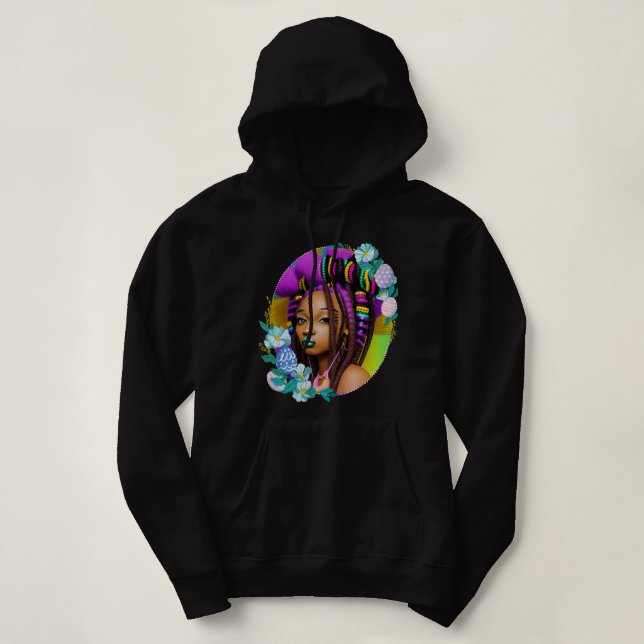 Black Girl Ostermagic Brown Skin Girls Frühjahr EZ Hoodie (Design vorne)