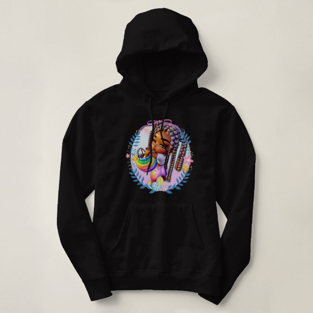 Black Girl Ostermagic Brown Skin Girls Frühjahr EZ Hoodie (Design vorne)