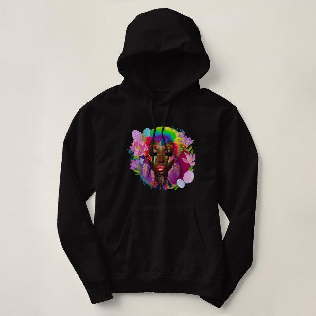 Black Girl Ostermagic Brown Skin Girls Frühjahr EZ Hoodie (Design vorne)