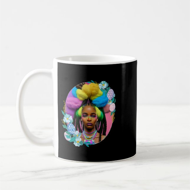 Black Girl Ostermagic Brown Skin Girls Frühjahr EZ Kaffeetasse (Links)
