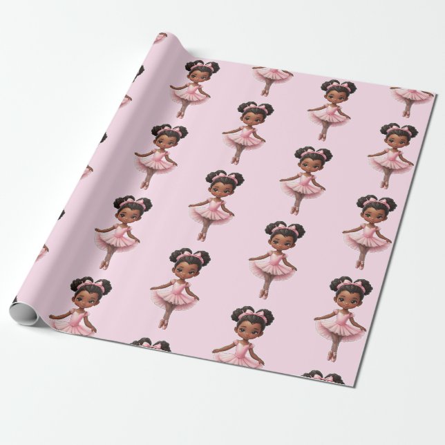 Black Girl Pink Ballerina Ballerina Ballett Geschenkpapier (Ungerollt)