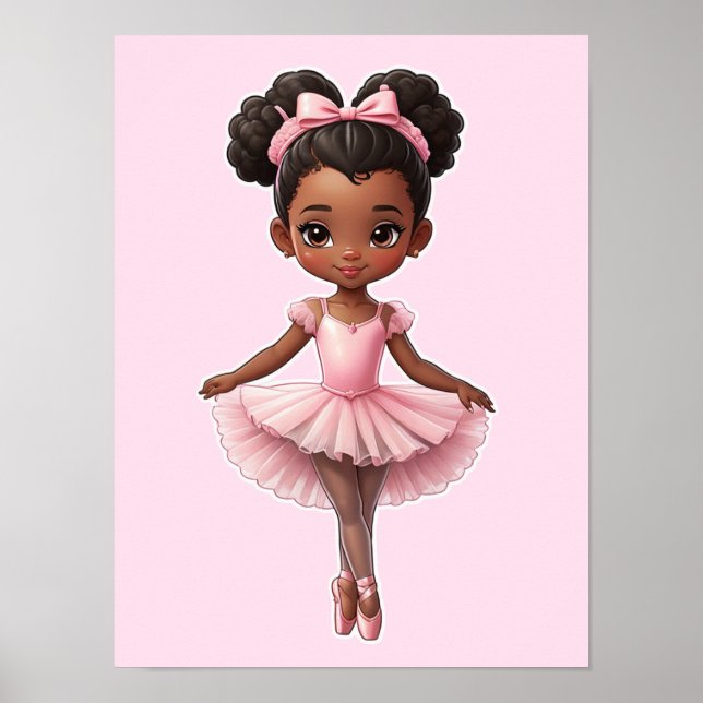 Black Girl Pink Ballerina Ballerina Ballett Poster (Vorne)