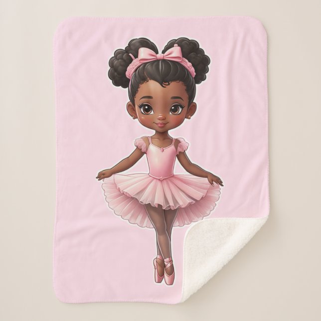 Black Girl Pink Ballerina Ballerina Ballett Sherpadecke (Vorderseite)