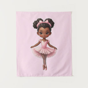Black Girl Pink Ballerina Ballerina Ballett Wandteppich