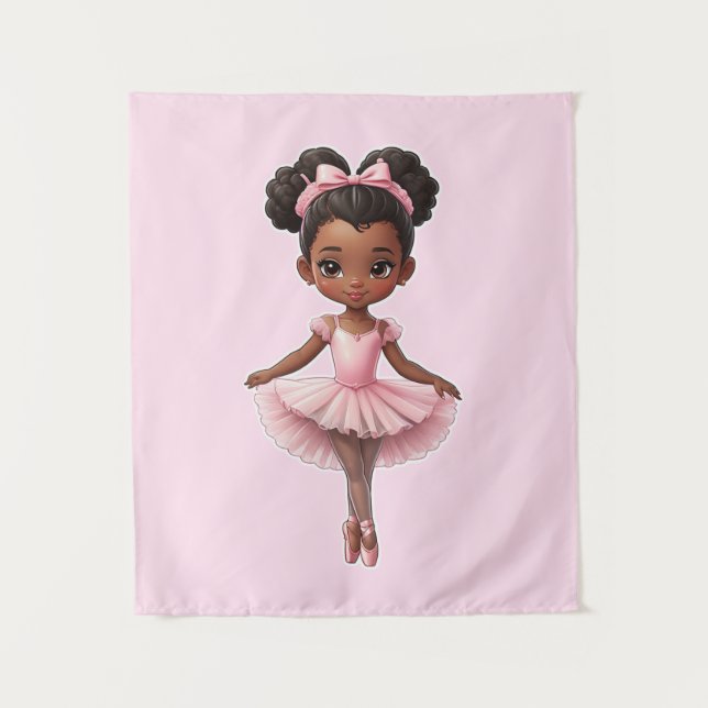 Black Girl Pink Ballerina Ballerina Ballett Wandteppich (Vorderseite)