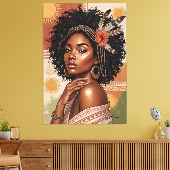 Black Girl Poster – Stunning Bohemian Wall Art Leinwanddruck (Insitu (Wohnzimmer))