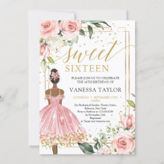 Black Girl Princess rosa Kleid rot florales Gold Einladung