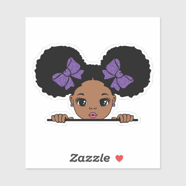 Black Girl Puff Hair Aufkleber (Blatt)