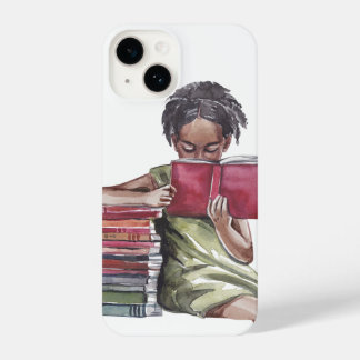 Black Girl Reading Books Illustration iPhone 14 Hülle