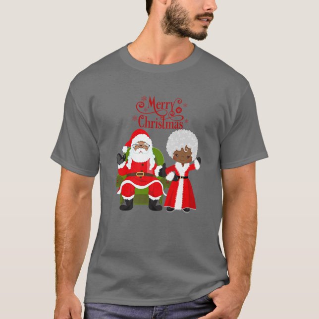 Black Girl Santa Claus Holiday African American Ch T-Shirt (Vorderseite)