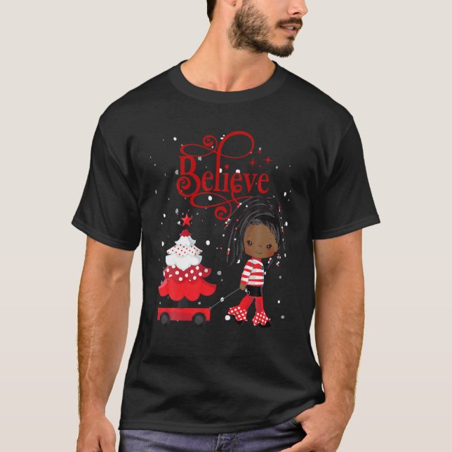 Black Girl Santa Holiday Afrikanisch-Christma T-Shirt (Vorderseite)
