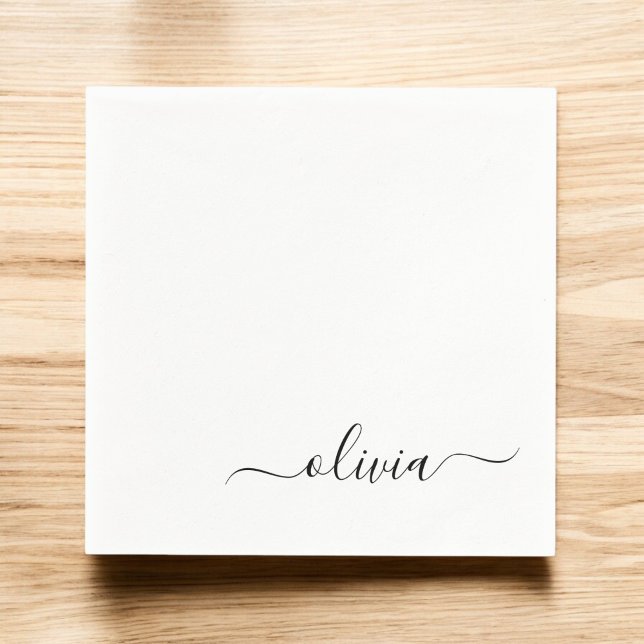 Black Girl Script Monogram Name Modern Serviette (Von Creator hochgeladen)