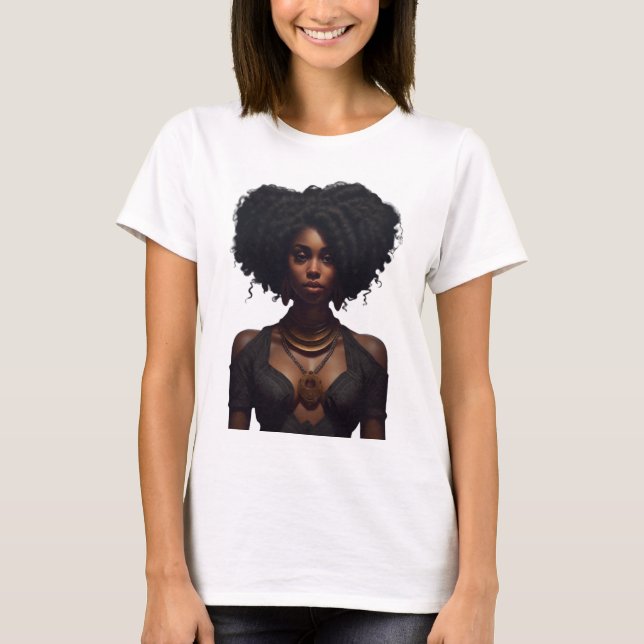 Black Girl T - Shirt Design. Natürliche Haargemein (Vorderseite)
