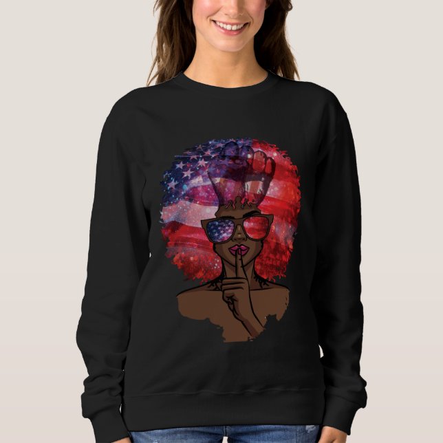 Black Girl US Flag Melanin Afro Hair African Ameri Sweatshirt (Vorderseite)