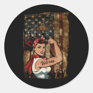 Black Girl Veteran Strong Female American Runder Aufkleber