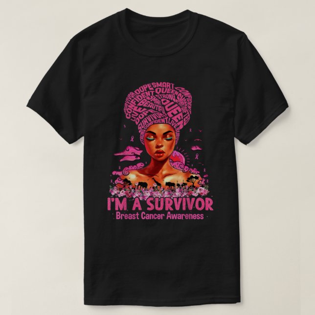 Black Girl Women Ich bin ein Überlebender von Brus T-Shirt (Design vorne)