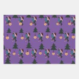 Black Girl Wrapping Paper Flat Sheet Set 3 Geschenkpapier Set