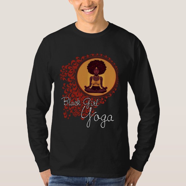 Black Girl Yoga Meditation or Exercise and Workout T-Shirt (Vorderseite)