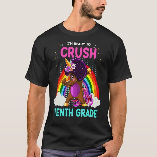 Black Girls Dabbing Unicorn I'm Ready To Crush 10t T-Shirt (Vorderseite)
