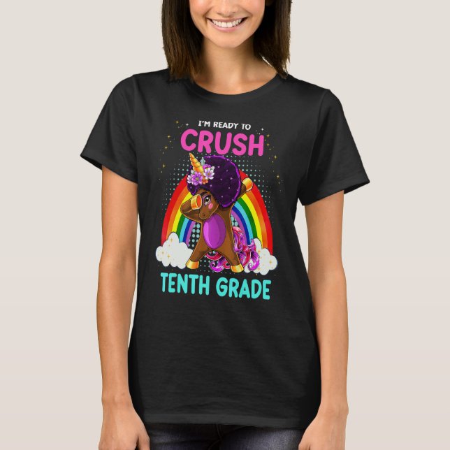Black Girls Dabbing Unicorn I'm Ready To Crush 10t T-Shirt (Vorderseite)