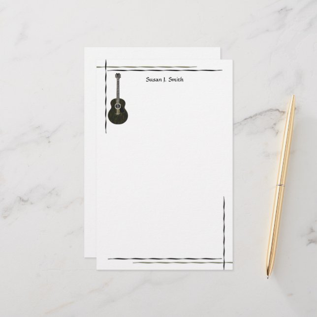 Black Gitarre Design Briefpapier (Vorderseite/Rückseite Beispiel)