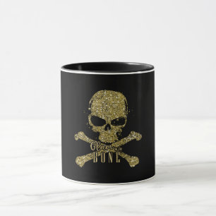 Black Glam bis auf die Knochen Gold Glitter Totenk Tasse