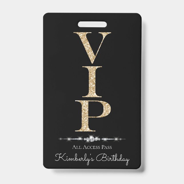 Black Glamorous Diamonds Gold Glitter VIP Loyalty Ausweis (Vorderseite)