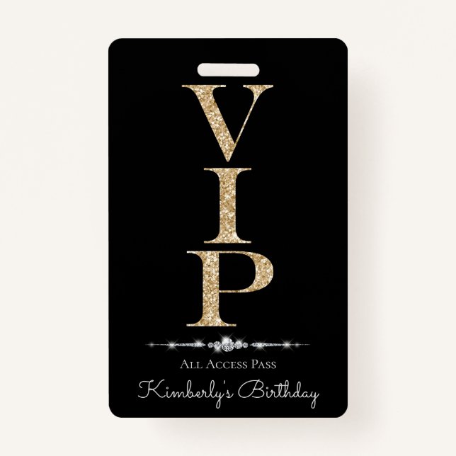 Black Glamorous Diamonds Gold Glitter VIP Loyalty Ausweis (Vorderseite)