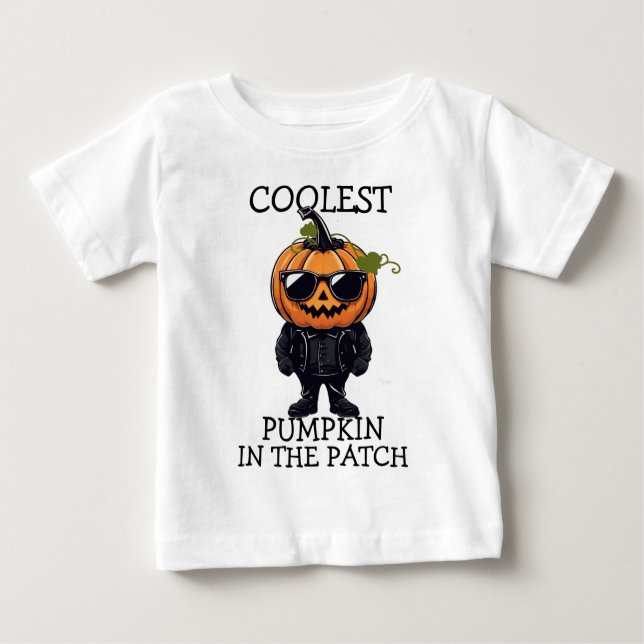 Black Glasses Pumpkin Niedliches Halloween-Kleinki Baby T-shirt (Vorderseite)