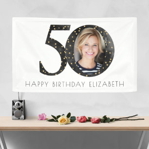 Black Glitter 50 & Fabulous Foto Banner
