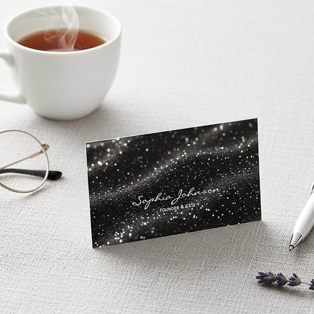 Black glitter Business Card Visitenkarte (Von Creator hochgeladen)