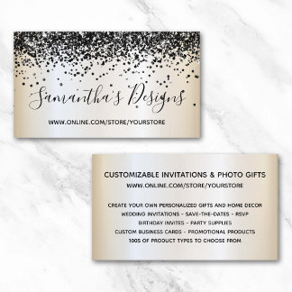 Black Glitter Pearl Schimmer Online-Shop Visitenkarte