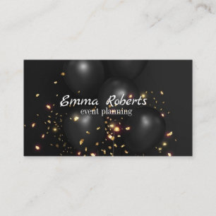 Black Glittery Gold Balloon Event-Visitenkarte Visitenkarte