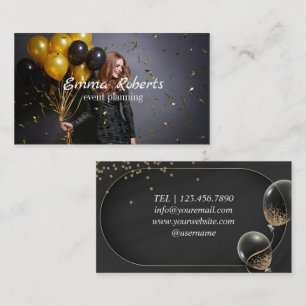 Black Glittery Gold Balloon Event-Visitenkarte Visitenkarte