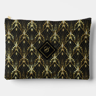 Black Glittery Gold & Silver Art Deco Muster Zubehörtasche