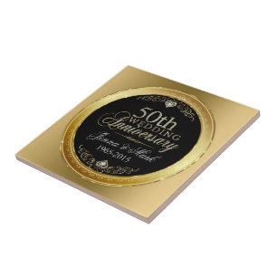 Black & Glitzer 50. Hochzeitstag Fliese
