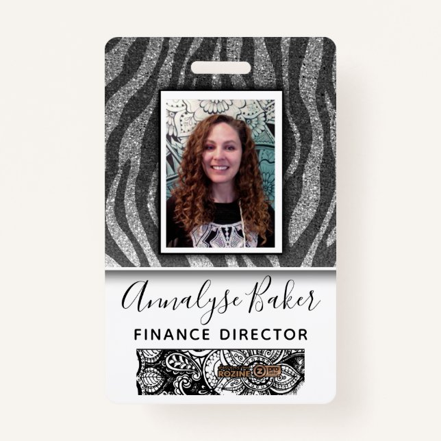 Black Glitzer Beruflich CNA Nurse Foto Name Ausweis (Vorderseite)