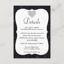 Black Glitzer Diamond Heart Wedding Details