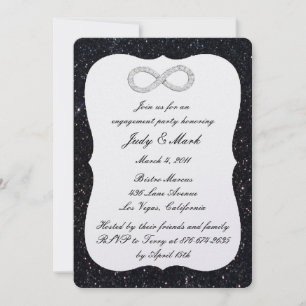 Black Glitzer Diamond Infinity Engagement Party Einladung