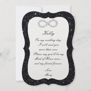 Black Glitzer Diamond Trauzeugin Card Einladung