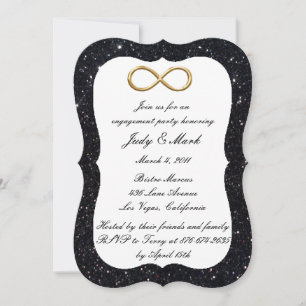 Black Glitzer Gold Infinity Engagement Party Einladung